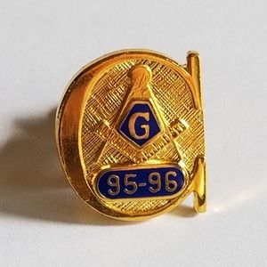 Vintage Masonic lapel pin 95-96 1995 to 1996 gold tone blue enamel Freemason